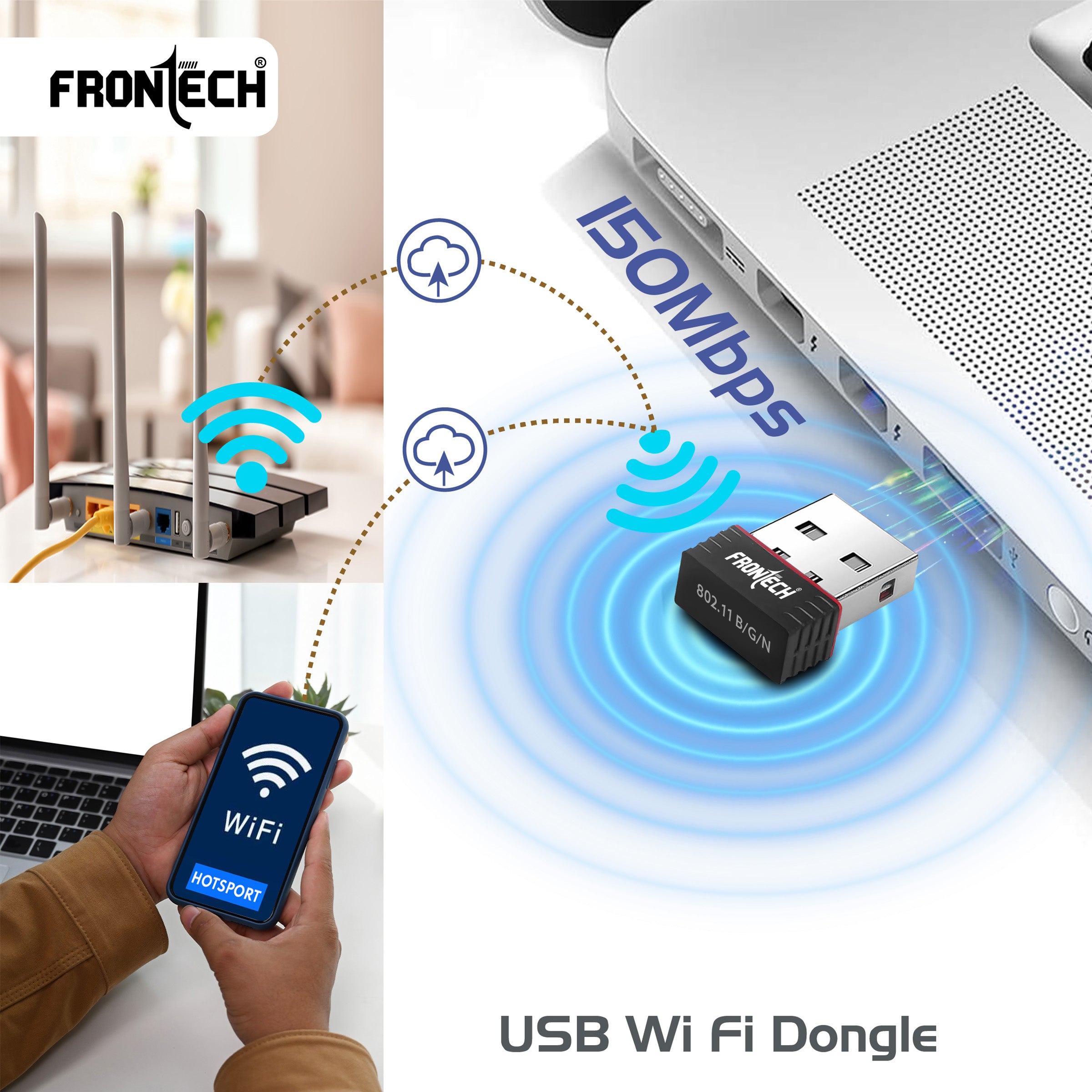 Frontech WiFi Dongle 150 Mbps (0843) Frontech WiFi Dongle 150 Mbps (0843)